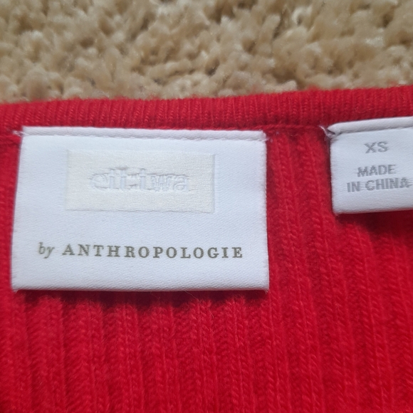 Ett Twa Anthropologie red wool blend sweater womens XS - Picture 6 of 10